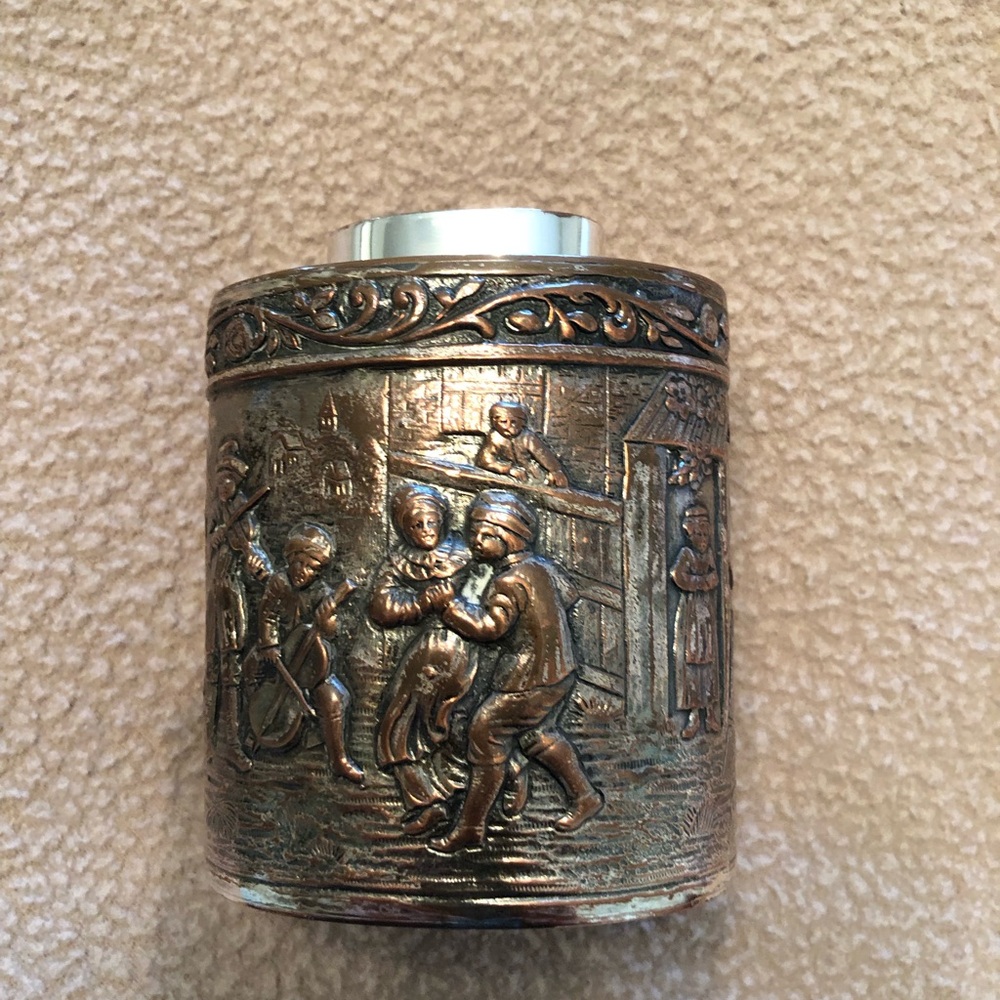Vintage Silver Plated ItalianDecorative Relief Canister - Home Accents Decor